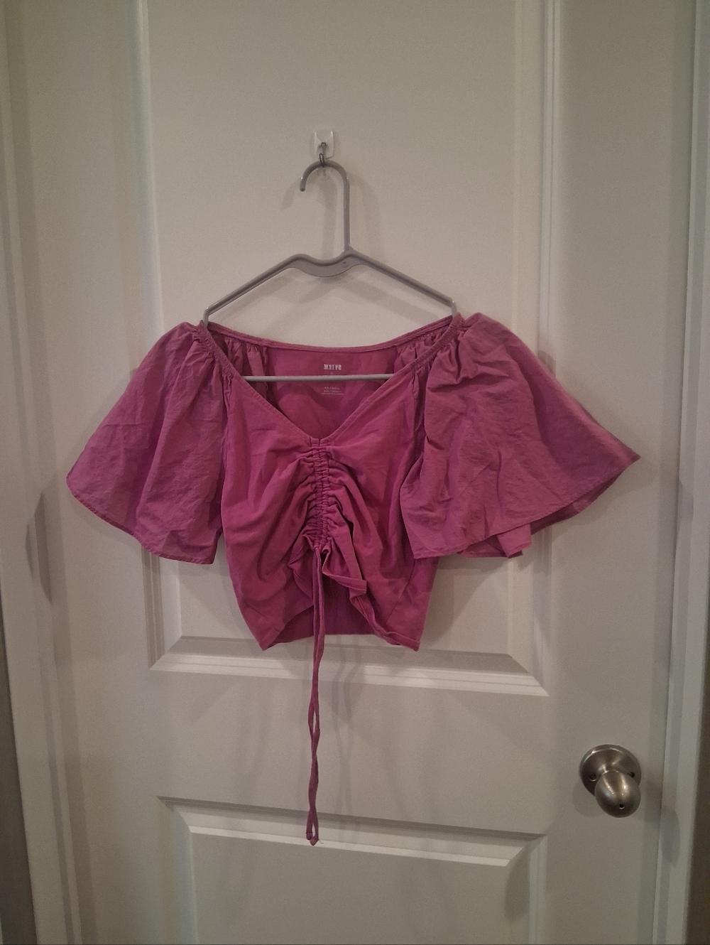 Anthropologie Mauve Pink Ruched Off-Shoulder Crop Top Size XXS